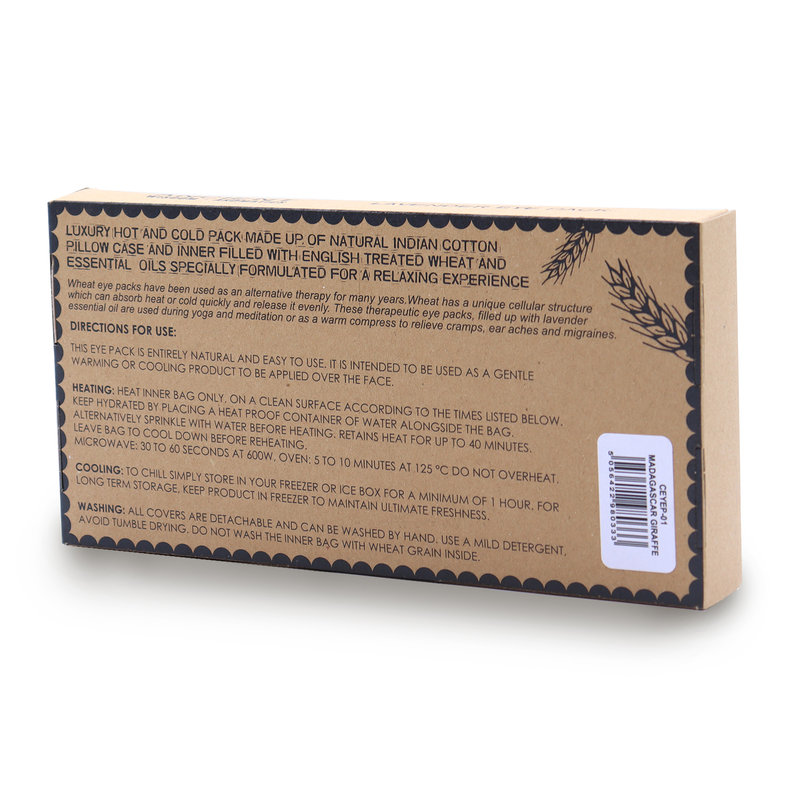 Lavender Natural Cotton and Juco Eye Pillow in Gift Box - Madagascar Giraffe - Image 3