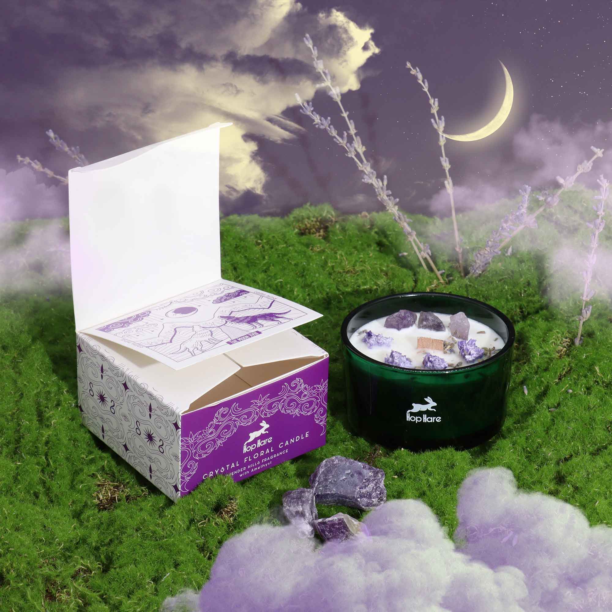 Hop Hare Crystal Magic Flower Candle - The Moon - Image 6